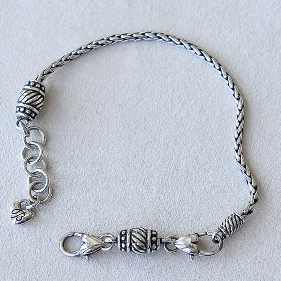 Brighton Charm Bracelet Barrel Beads Silver Plated Double Lobster Clasp 7-8" - Picture 1 of 3